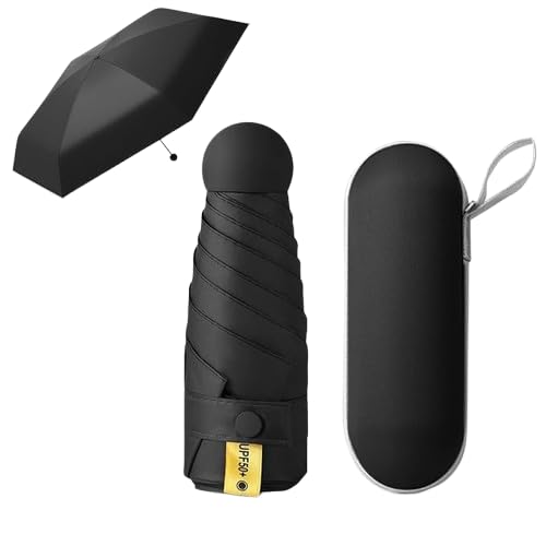 Mini Travel Umbrella - UPF50+ Sun & Rain UV Protection, 6 Ribs Windproof Lightweight Small Compact Design, Portable Folding Sun Umbrella With Capsule Case, Pocket Size for Men and Women-image-25