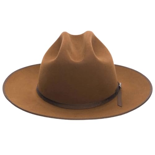 Chapeau de cowboy confortable en feutre rouge brique avec ruban assorti