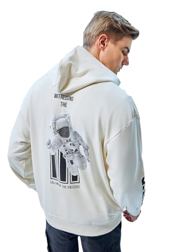 Image of Bewakoof Men's Cotton Blend Official Dc Merchandise Graphic Printed Oversized Fit Full Sleeve Terry Hoodies