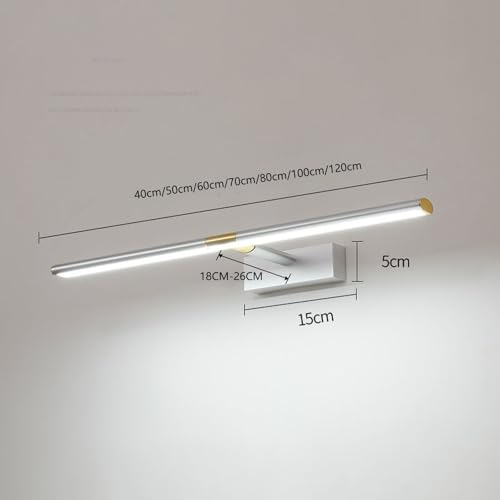 Apliques de Pared LED Espejo de 60cm en Aluminio Negro y Luz Cálida para Baño e Interior 5