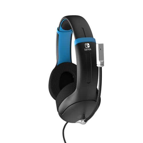 Image of PDP Gaming AIRLITE Stereo Headset with Mic for Nintendo Switch /Lite /OLED - Wired Power Noise Cancelling Microphone, Lightweight, Soft Comfort On Ear Headphones (Moonlight Black /Blue)