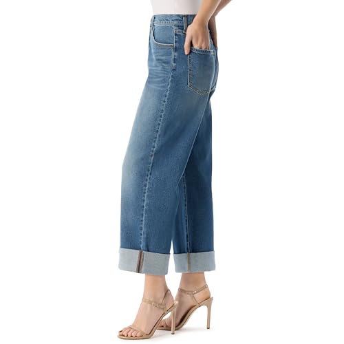 Jessica Simpson Women's Valentine Roll Cuff Wide Leg Boyfriend Ankle-to-Jean Standard3