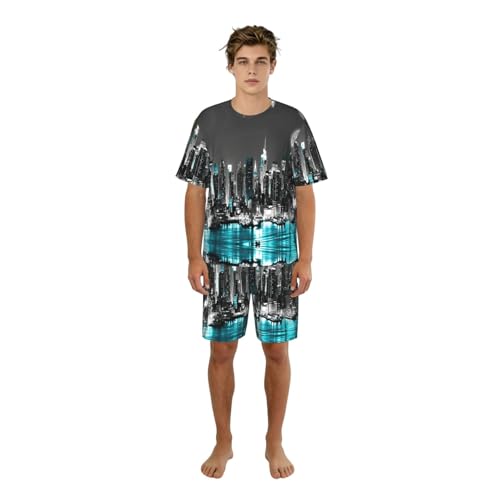Pyjama homme New York en coton d'été léger avec poches pratiques