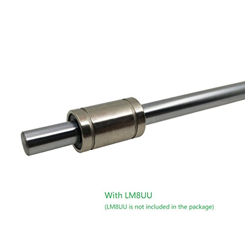 ReliaBot 2PCs 8mm x 300mm (.315 x 11.81 inches) Case Hardened Chrome Plated Linear Motion Rod Shaft Guide - Metric h8 Tolerance