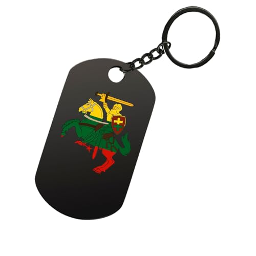 Porte-clés en acier inoxydable avec blason de Lituanie