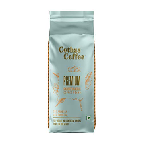 Cothas Premium Gold Medium Roasted Coffee Beans, 70% Arabica - 30% Robusta, Rich and Strong-Bodied Speciality Whole Beans, Authentic Roasted Beans Ideal Choice for Connoisseurs (250g)