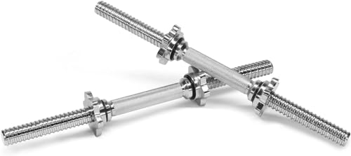 Image of Yes4All Threaded Dumbbell Handles, Adjustable Dumbbell Bar Pair, 14 /16 /18 /24-Inch Sizes, Fits 1 inch or 1.15 inch Plates, Non-Slip Grip, Secure Star-Lock Collars