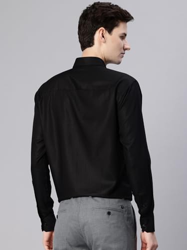 Image of Majestic Man Men's Solid Cotton Blend Textured Wrinkle-Resistant Slim Fit Easy Iron Formal Shirt