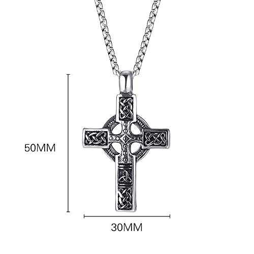 TURTLEDOVE Trinity Celtic Cross Necklace - Stainless Steel Triquetra Knot Irish Pendant - Jesus Crucifix Cross2