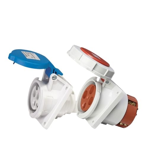 Alimentation industrielle 380V avec prise coudée encastrée IP44 16A