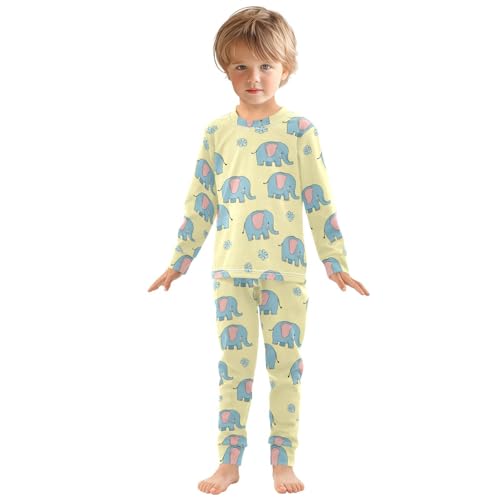 Pajama Sets Long Sleeve Elephant Flower Pattern Print Soft Comfy Sleepwear 2 Piece PJS 3-8T2