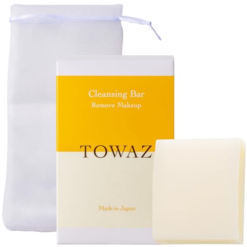TOWAZ クレンジングバー 80g 泡立てネット付き クレンジング メイク落とし 保湿成分 ヒアルロン酸 コラーゲン セラミド ドクダミ アロエ ユズ メンズ レディース ナチュラルシトラスフローラルの香り