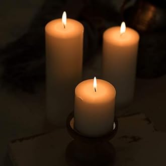 Pillar Candles - 2.7x2.7inch | 25 Hours Burning, 6 Pack - White Unscented Smokeless European Pillar Candles - Perfect for Wedding, Parties, Spas, Home Gatherings and Dinner