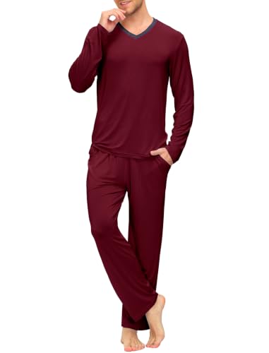 Image of JINSHI Men's Pajama Sets Soft Lightweight Sleepwear Nightwear with Pocket