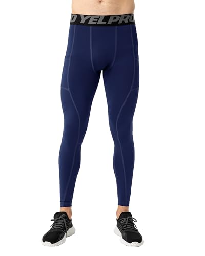 Men's Athletic Leggings Workout Compression Pants with Pockets Cool Dry Base Layer Active Tights for Cycling Running2