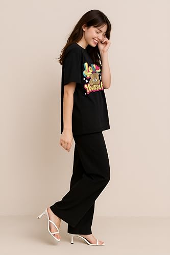 Image of My Swag Womens Printed Nightwear Set | Printed T-Shirt & Lower Set for Womens&Girls