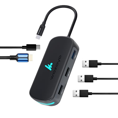 Image of Type C 5 in 1 Wozoyo Docking Station with USB 5Gbps (3.2 Gen 1), 2XUSB 2.0, 4K@60Hz HDMI, and PD 100W - Compact USB-C Hub, Portable Design, Universal Compatibility with macOS, Windows, Android, & iOS