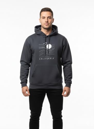 Image of Amazon Brand - INKAST Men Hooded Sweatshirt with Minimal Print | Casual wear | Stylish Winter Hoodie with Drawstrings | Kangaroo Pockets | Pullover