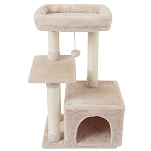 FISH&NAP Cute Cat Tree Kitten Cat Tower for Indoor Cat Condo Sisal Scratching Posts with Jump Platform Cat Furniture Activity Center Play House Beige