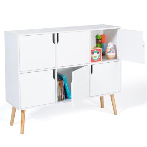 IDMarket - Meuble de Rangement Cube Enfant Emmie avec 6 Cases en Bois Blanc