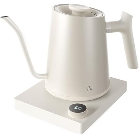 Greater Goods Electric Gooseneck Kettle, 1200W Stainless Steel with Precision Temperature Control, Fast Boil, BPA-Free, Ideal for Pour Over Coffee and Tea,1L (Birch) Cover