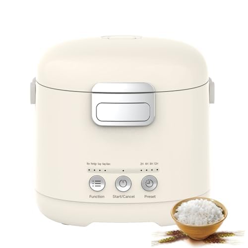 Cuociriso Mini 1,2l 2 Tazze Di Riso Crudo, Piccolo Multi-cooker Portatile Con 6 Programmi Preimpostati, Pentola Antiaderente Rimovibile, Timer Ritardato Di 12h