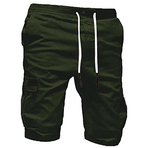 Mens Cargo Shorts Athletic Workout Gym Sweat Shorts Summer Casual Drawstring Elastic Waist Bermuda Short with Pockets3