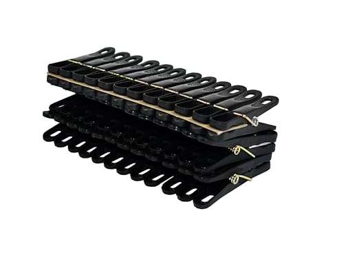 LAGUELLE - Lot de 36 Pinces à Linge en Plastique – 100% Recyclables, Résistantes aux UV, avec Prise Douce Qui Protège Le Linge sans Laisser de Marques – Noir