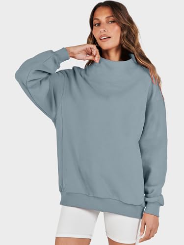 Image of ANRABESS Womens Oversized Sweatshirts Mock Neck Pullover
