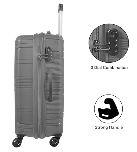 Image of VIP Aristocrat Trolley Bag Set, 55 /65 /75 cm, Hardside PP Shell, Dual Wheels, Multi-Stage System, 3-Year Warranty (Navy Blue, Set of 3) (Silver, Set of 3)