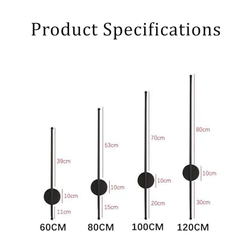 LED interior apliques de pared con mando a distancia regulable larga lampara dorada de 80cm 3