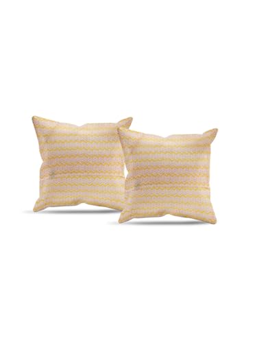 Image of Rang Hand Block Printed Cushion Cover Set | Cushions Cover for Home & Office | 100% Cotton Fabric | Quilted | Size - 16 x 16 Inches | Pack of 2 Cushion Covers | Color - White