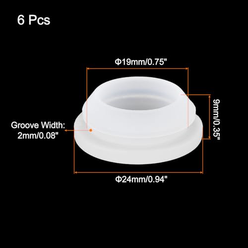 Image of MECCANIXITY 6pcs Silicone Snap in Locking Hole Plugs,19mm /0.7 Inch Mounting Diameter Narrow Groove Width 2mm Panel Seal Cover Round for Kitchen Bulkheads Waterproof Sealing Plugs Clear