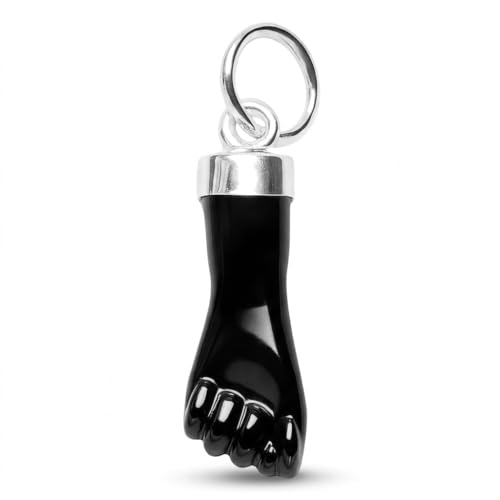Yosei Colgante Higa Figa de Plata de Ley 925 con Azabache Negro Sintético 16 mm – Amuleto Protector contra el Mal de Ojo – Talismán de Buena Suerte (1, Negro)
