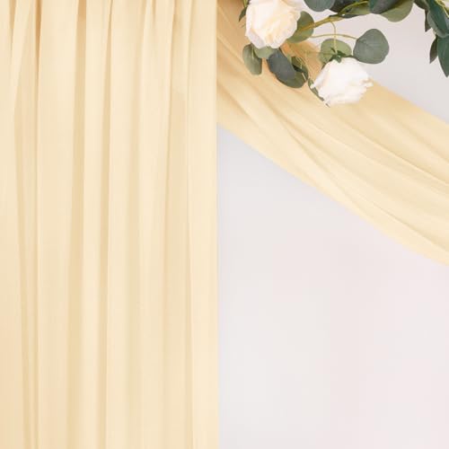 Image of MLMC Champagne Wedding Arch Draping Fabric 2 Panels 29 inch x 20 FT Extra Long Gauze Drapes Sheer Backdrop Curtains 6.6 Yards Outdoor Drapery Panels for Wedding Baby Shower Party Ceiling Decoration