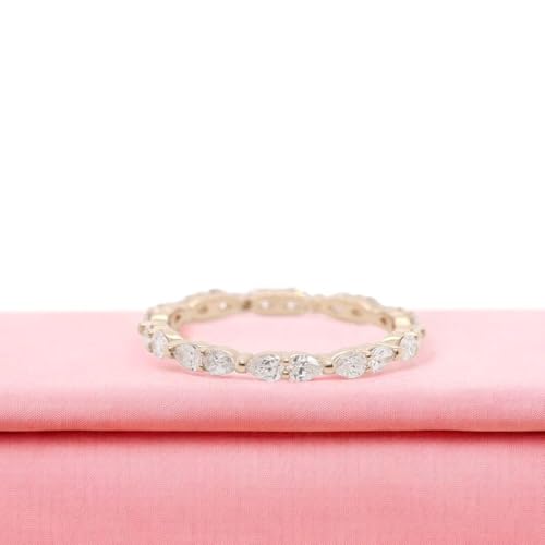 14K Gold 1 Carat Pear Shaped Lab Grown Diamond East West Wedding Band For Her (SI1-SI2 Clarity, G-H Color, 1 Ctw) Premium Collection3