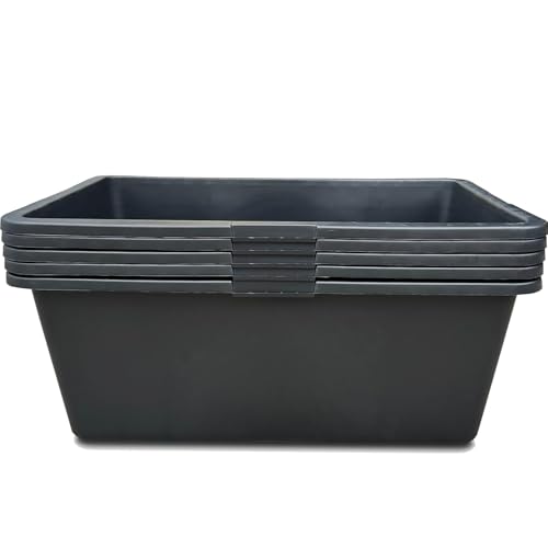Kistenberg 5x Mörtelkasten 80 Liter | eckig | aus robustem Kunststoff | schwarz | ideal für Bauarbeiten Garten und Heimwerkerprojekte | 78 x 48 x 30 cm