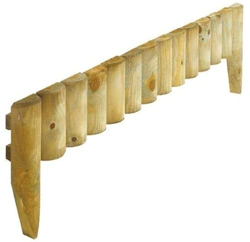 PaMeer - 1M Wooden Garden Fence Log Roll Border Edging Decorative Fences for Lawn Edging Garden Edging Picket Fence Edging Small Fence Borders - (Pack of 1) - (Natural)