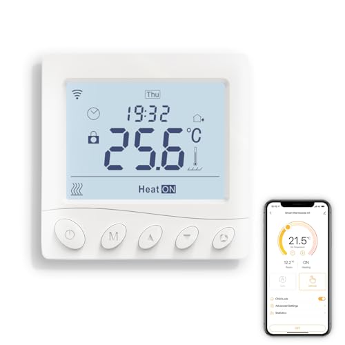 MOES Smart WiFi Thermostat Water/Gas Boilers Heating, Schedule and Remote Control, Hub-Free, Compatible with Amazon Alexa, Neutral Line Required, Mechanical Button