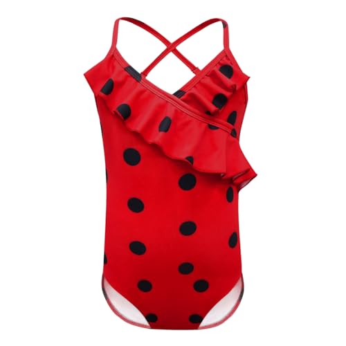 Dressy Daisy Toddler Girls Ladybug Red & Black Polka Dots One Piece Swimwear Swimming Suit Swimsuit Swim Costume Size 2-3, 094