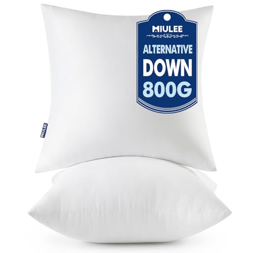 MIULEE Throw Pillows Inserts, Pack of 2 24x24 Inch 100% Virgin Fiber Filling Bed Couch Pillows