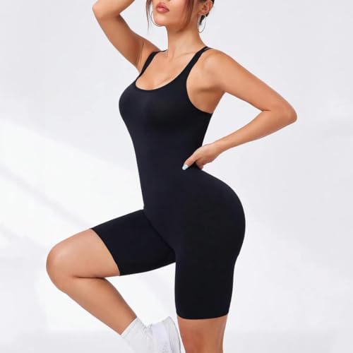 Image of Jumpsuit for Women Gym Workout Stylish Ankle Length | Body Fit One Piece Gym Outfit, Yoga Clothes Women, Sleeveless Bodysuit Style, Athleisure Travel Lounge Wear, Activewear