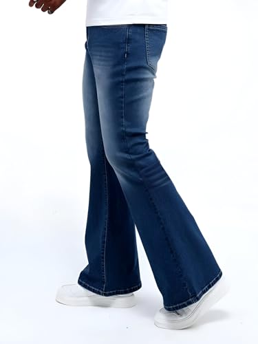 Image of Ben Martin Men's Bell Bottom Jeans || Bootcut Denim Pants || Wide Leg Flared Jeans for Men || High Waist Stretchable Retro Fit || Cotton Jeans for College Casual (1)