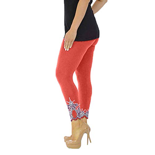 Generisch Mujeres Deportes Yoga Impresión Entrenamiento Cintura Media Pantalones Running Fitness Leggings Elásticos, naranja, XL