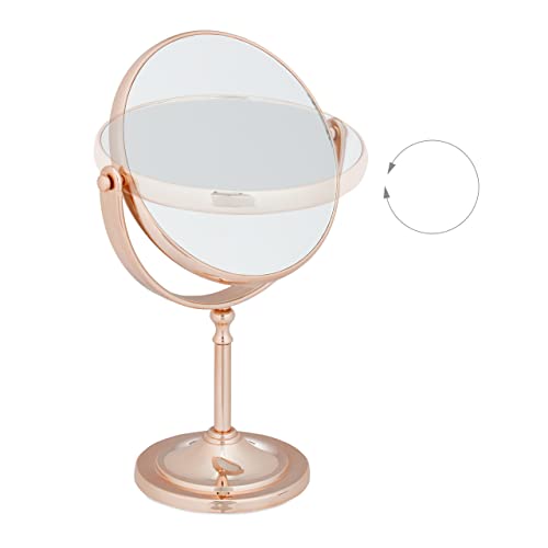 Espejo de maquillaje redondo, 2X magnificación, soporta en mesa miniatura 6
