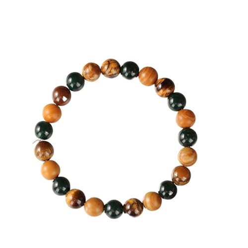 Diyouke Pulsera de piedra marrón natural – Brazalete de cuentas de madera for riqueza y prosperidad – Joyería elegante for hombres y mujeres