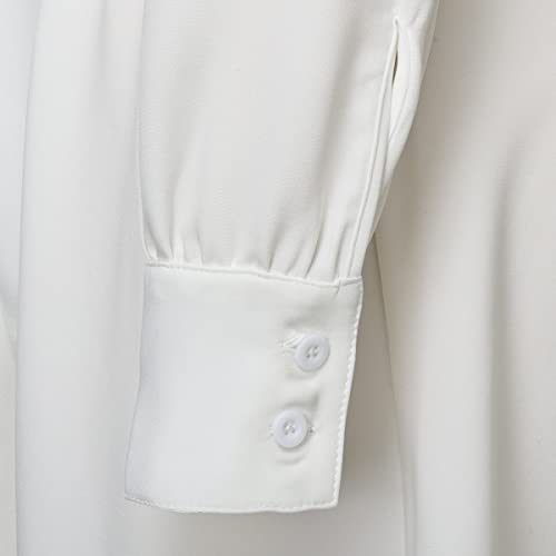 Image of CAMDOM Church Clergy Dress for Women Long Sleeve A Line Elegant Maxi Dress with Tab Insert Stand Collar and BeltA