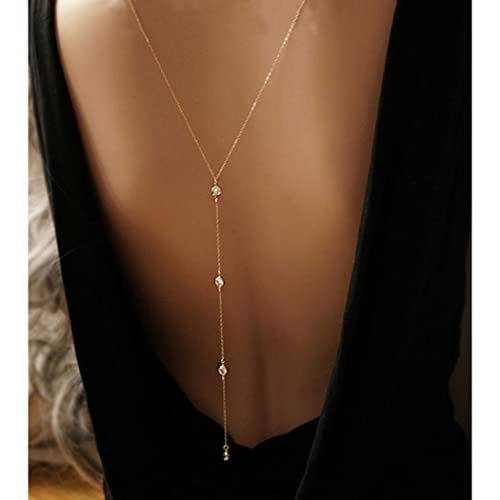 Ushiny Collier de fond en strass - Chaîne de corps - Dos doré - Harnais pour fête de mariage - Pour femme et fille Cover