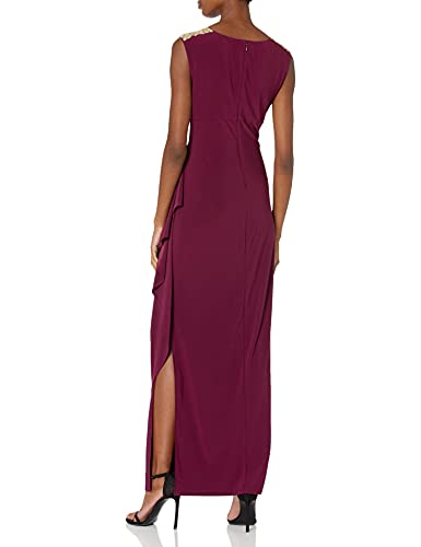 Image of Alex Evenings Women's Long Column Dress with Sweetheart Illusion Neckline