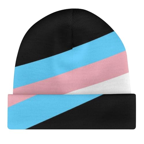 Transgender Pride LGBTQ Kids Beanie Hat for for Girls Boys Children Cap Winter Knitted Chemo Cancer Headwear Accessories Gifts Decoration Black4